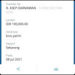 Alhamdulillah untuk ketiga kalinya dihari yang sama kami menerima donasi dari ibu Ai ling sebesar Rp. 100.000 semoga bermanfaat untuk anak-anak yatim-piatu kami.