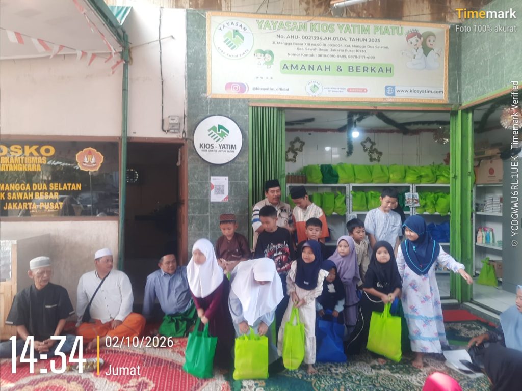 YAYASAN KIOS YATIM PIATU MENJALANKAN KEGIATAN ,JUMAT BERKAH KE 308 , 02 OKTOBER 2026 MANGGA DUA SELATAN – JAKARTA PUSAT